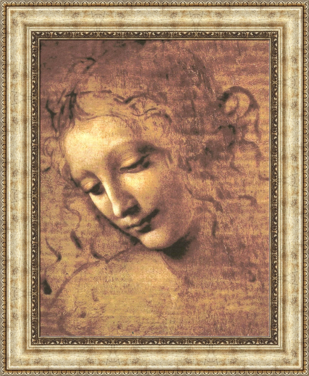 Leonardo Da Vinci Head Of A Woman Framed Canvas Giclee Print 22x27 